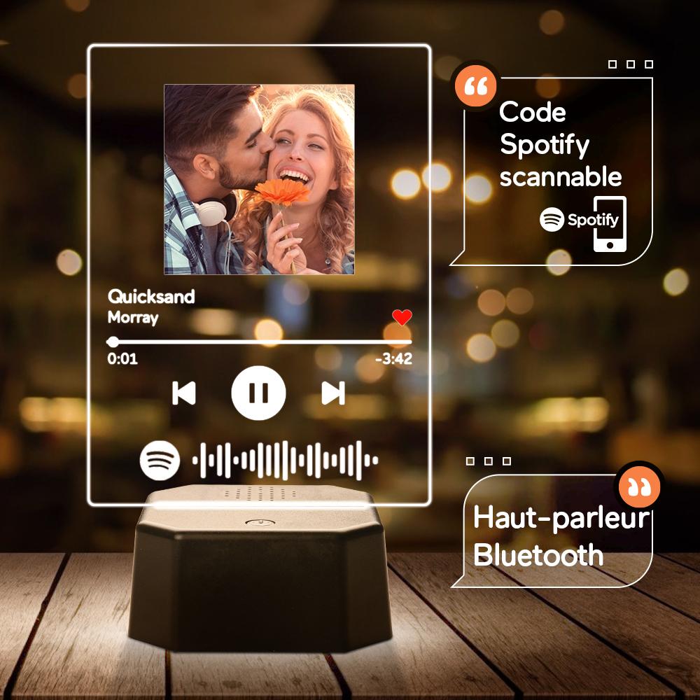 Custom Spotify Bluetooth Speaker Acrylic Night Light with 7 Colors Spo