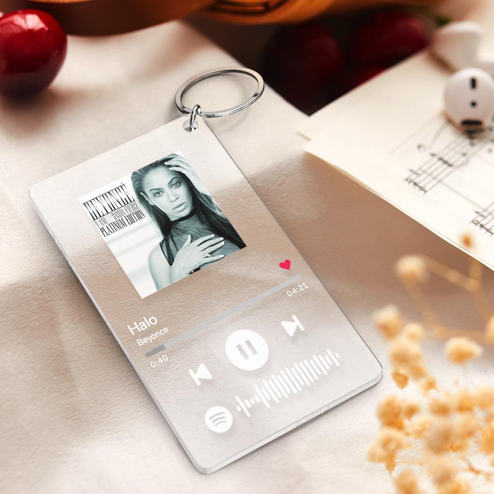 Custom Photo Spotify Keychain Spotify Music Plaque Keychain Spotify Glass  Keychain Personalized Music Code